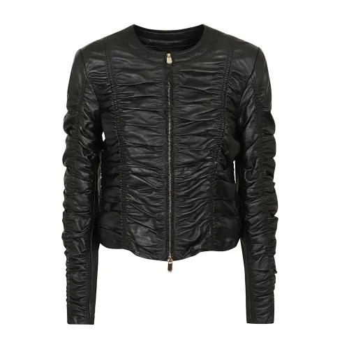 Pinko , Giasone Elastic Leather Jacket ,Black female, Sizes: