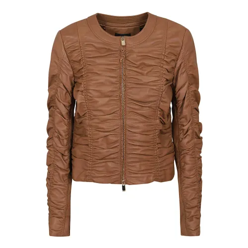 Pinko , Giasone Elastic Leather Jacket ,Brown female, Sizes: