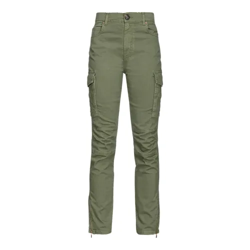 Pinko , High-waisted Skinny-fit Cargo Biker Pants ,Green female, Sizes: