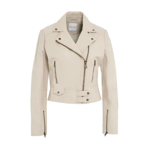 Pinko , Leather Jacket ,Beige female, Sizes: