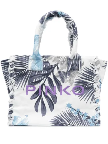 PINKO logo-embroidered beach bag - White