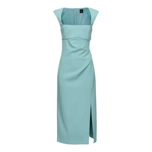 Pinko , Midi dress with slit ,Blue female, Sizes: