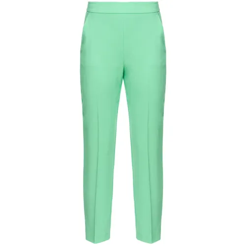 Pinko , Mint Green Tapered-Leg Trousers ,Green female, Sizes: