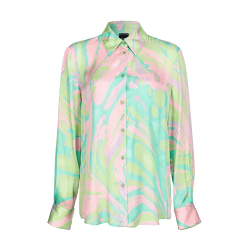 Pinko , Multicolor Satin Shirt with Classic Collar ,Multicolor female, Sizes: