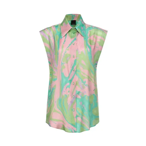 Pinko , Multicolor Splash Print Satin Shirt ,Multicolor female, Sizes: