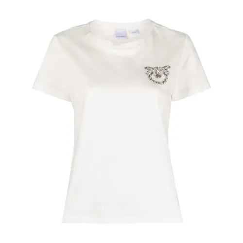 Pinko , Nembo Nambrone Logo T-Shirt Jersey ,White female, Sizes: