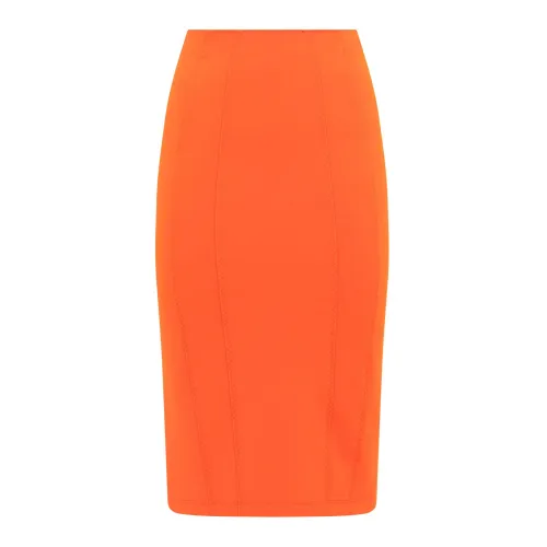 Pinko , Orange Pencil Skirt with Slit ,Orange female, Sizes: