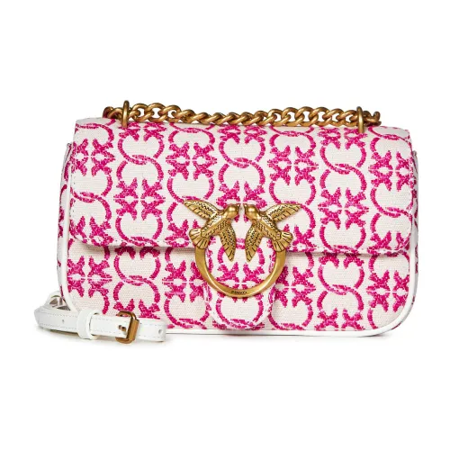 Pinko , Pink Jacquard Mini Love Shoulder Bag ,Multicolor female, Sizes: ONE SIZE