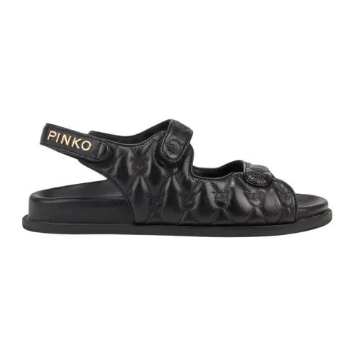 Pinko , Quilted Leather Sandal Black ,Blue female, Sizes: