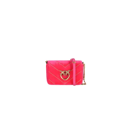 Pinko , Quilted Velvet Chevron Mini Shoulder Bag ,Pink female, Sizes: ONE SIZE