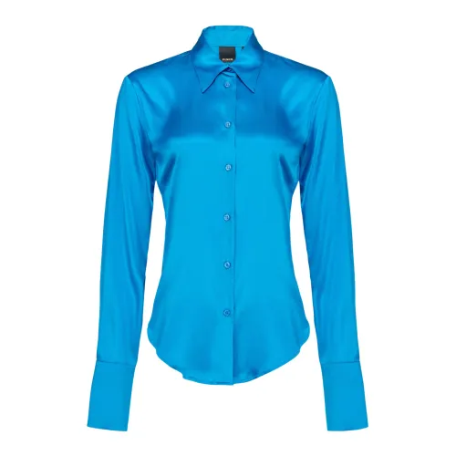Pinko , Silk satin shirt ,Blue female, Sizes: