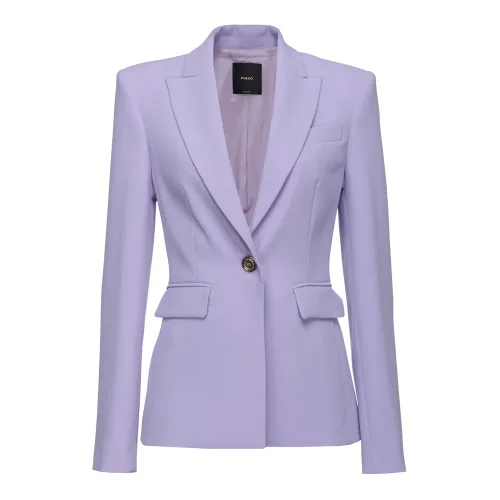 Pinko , Single-breasted stretch blazer ,Purple female, Sizes: