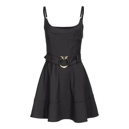 Pinko , Sleeveless Mini Dress with Piercing Belt ,Black female, Sizes: