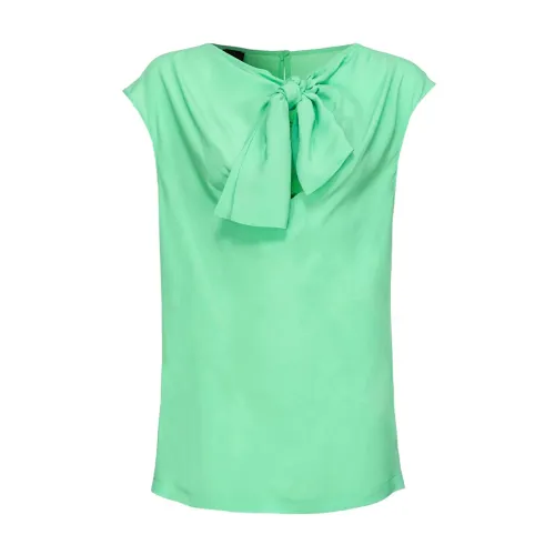 Pinko , Sleeveless Silk Blend Top ,Green female, Sizes: