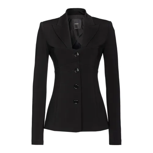 Pinko , Slim-Fit Technical Fabric Blazer ,Black female, Sizes: