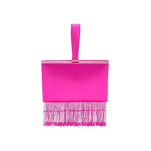 Pinko , Small Elegant Satin Clutch with Wrist Strap and Pearl Fringe ,Pink female, Sizes: ONE SIZE