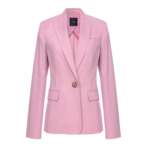 Pinko , Stretch Linen Blazer ,Pink female, Sizes: