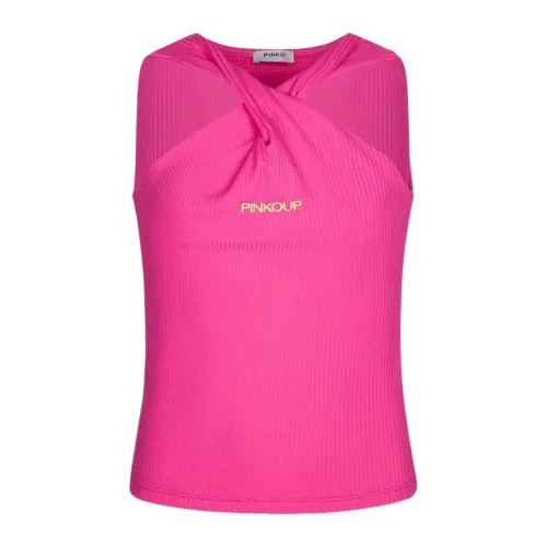 Pinko , Striped Sleeveless Kids T-shirt in Fuchsia ,Pink female, Sizes: