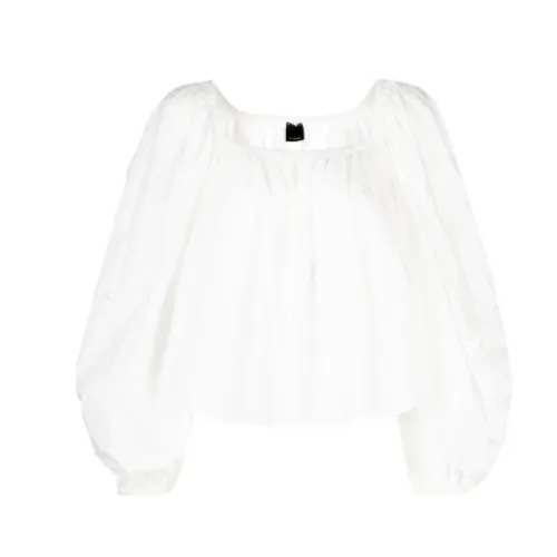 Pinko , White Broderie Anglaise Puff Sleeve Shirt ,White female, Sizes: