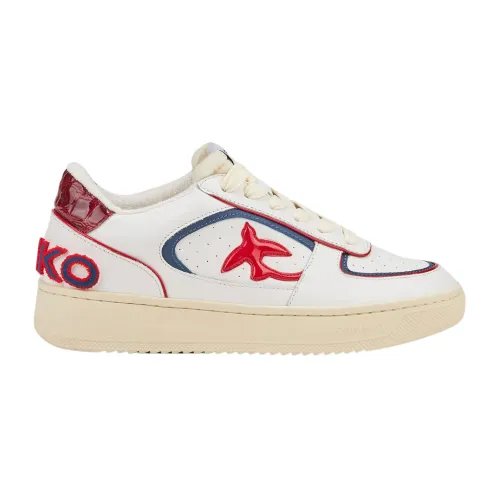 Pinko , White Leather Sneakers with Contrast Details ,Multicolor female, Sizes: