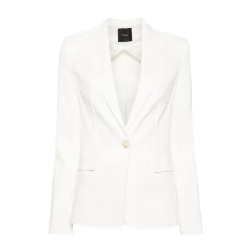 Pinko , White Linen Blend Blazer Style Jacket ,White female, Sizes: