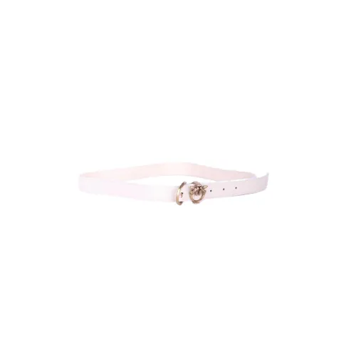 Pinko , White Logo Buckle Leather Belt ,White female, Sizes:
