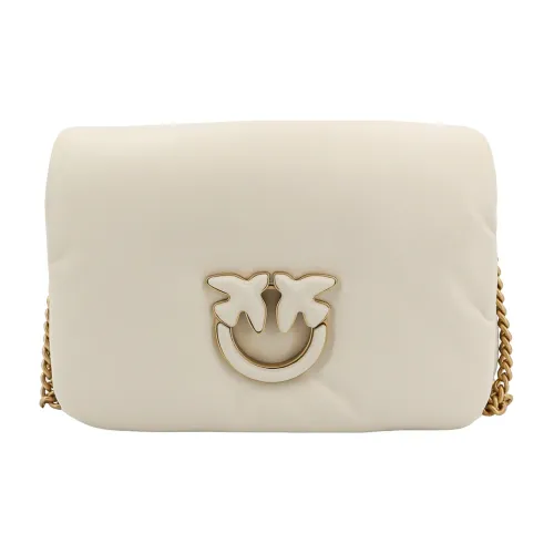 Pinko , White Shoulder Bag with Flap and Snap Button ,White female, Sizes: ONE SIZE