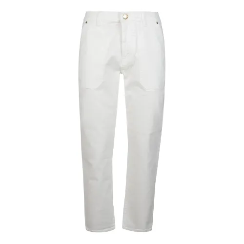 Pinko , White Silk Chino Jeans ,White female, Sizes: