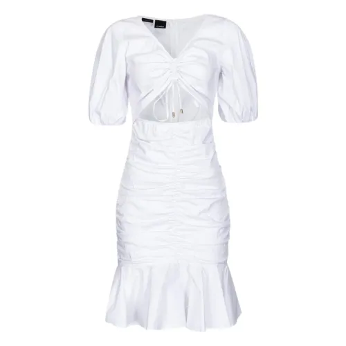 Pinko , White V-Neck Dress ,White female, Sizes:
