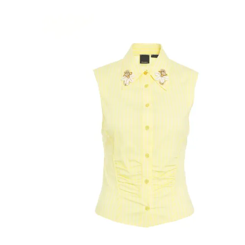 Pinko , Womens Clothing Shirts Yellow Ss24 ,Yellow female, Sizes: