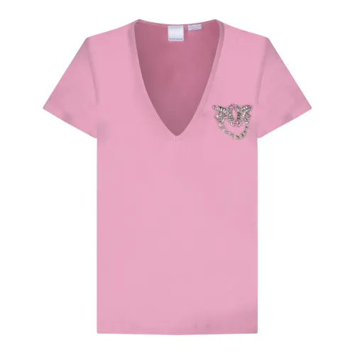 Pinko , Womens Clothing T-Shirts Polos Pink Ss24 ,Pink female, Sizes:
