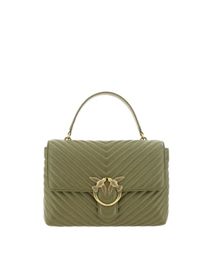 Pinko Womens Quilted Leather Love Lady Handbag - Green - One Size