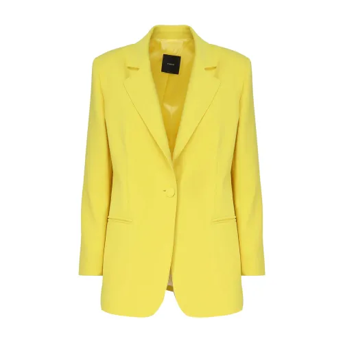 Pinko , Yellow Stretch Crepe Blazer ,Yellow female, Sizes: