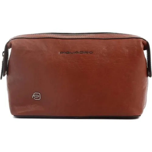Piquadro , Brown Leather Clutch Beauty Case ,Brown unisex, Sizes: ONE SIZE