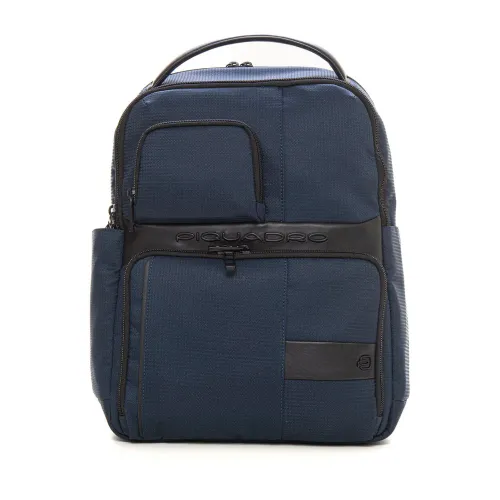 Piquadro , Nylon Leather Backpack with Laptop Compartment ,Blue male, Sizes: ONE SIZE