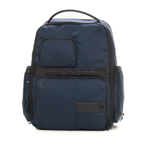 Piquadro , Nylon Leather Rucksack with Laptop Compartment ,Blue male, Sizes: ONE SIZE