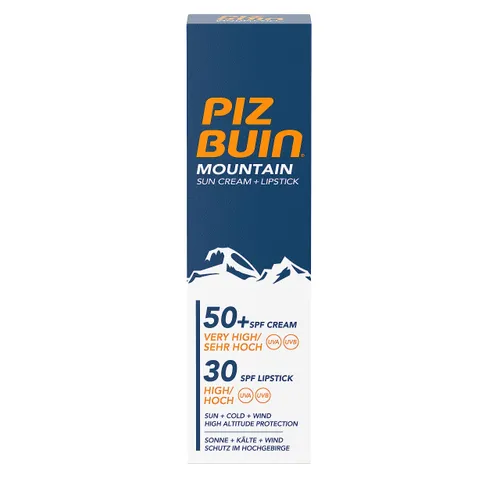 Piz Buin Mountain Face Suncream SPF 50+ and Lipstick SPF 30