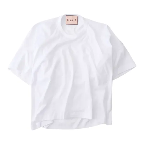 Plan C , Elegant White Cotton T-Shirt ,White female, Sizes: