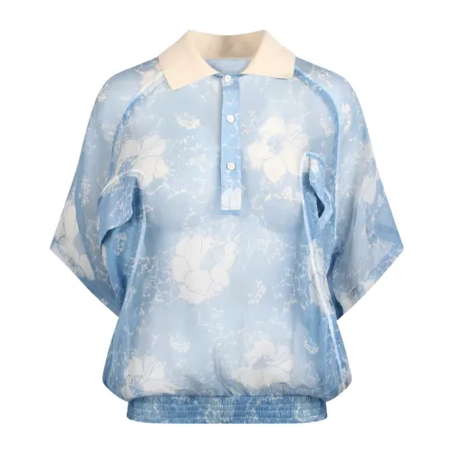 Plan C , Floral Silk Shirt ,Multicolor female, Sizes: