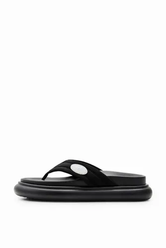 Platform toe post sandals - BLACK - 38