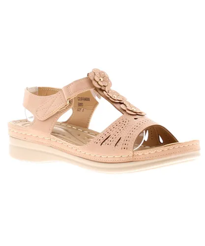 Platino Womens Flat Sandals Daisy Touch Fastening nude pink - Beige