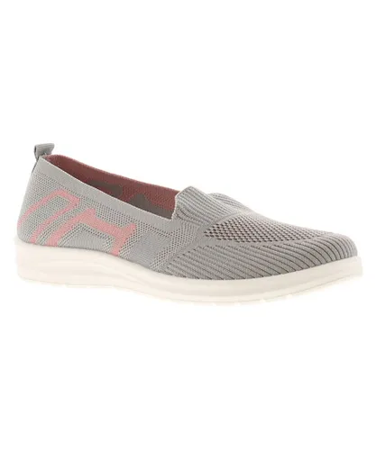 Platino Womens Flat Shoes Knit Slip On grey