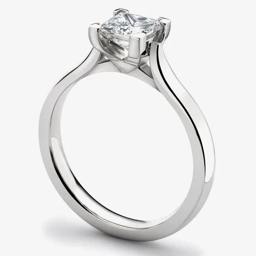 Platinum 0.45ct Diamond Princess-Cut Solitaire Ring (K) R1-2012(5.0)