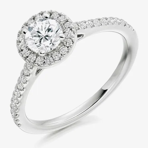 Platinum Diamond-Shoulder Halo Engagement Ring (M) ENG3753