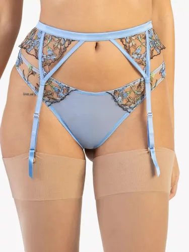 Playful Promises Mayla Floral Embroidered Suspender Belt - Blue - Female