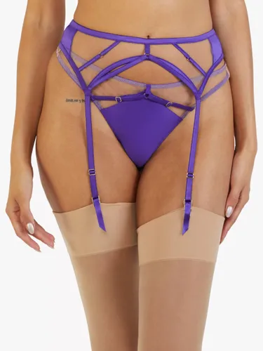 Playful Promises Ramona Strap Detail Illusion Mesh Suspender - Purple - Female