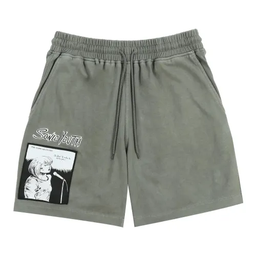 Pleasures , Cotton Shorts with Side Pockets and Elastic Waistband ,Black male, Sizes: