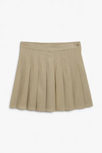 Pleated mini skirt - Brown