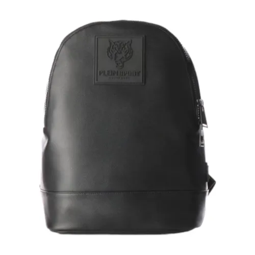 Plein Sport , Black Eco Leather Backpack ,Black male, Sizes: ONE SIZE