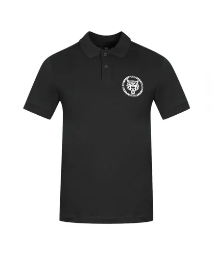 Plein Sport Mens Circle Chest Logo Black Polo Shirt